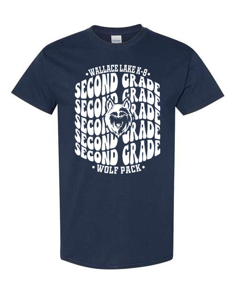 Custom School with Grade Gildan Navy Shirt Sleeve T-Shirt