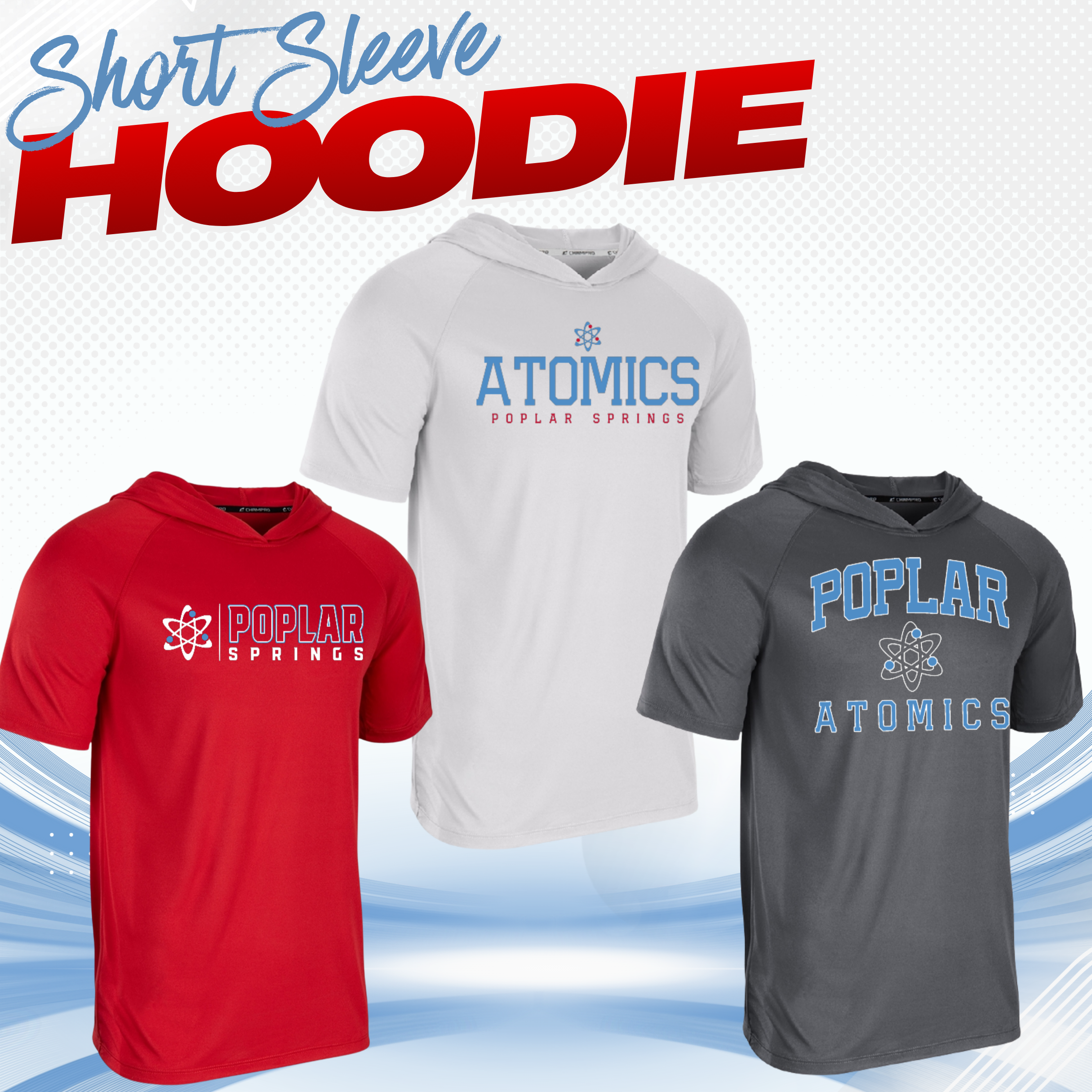 Poplar Springs Short Sleeve Hoodies (Style-Champro T103)