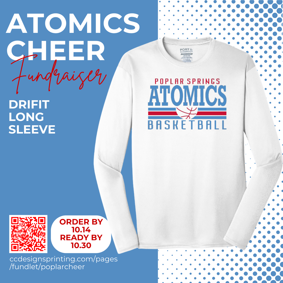 Poplar Springs Long Sleeve Drifit Spirit Shirt (PC380LS) Cheer Fundraiser