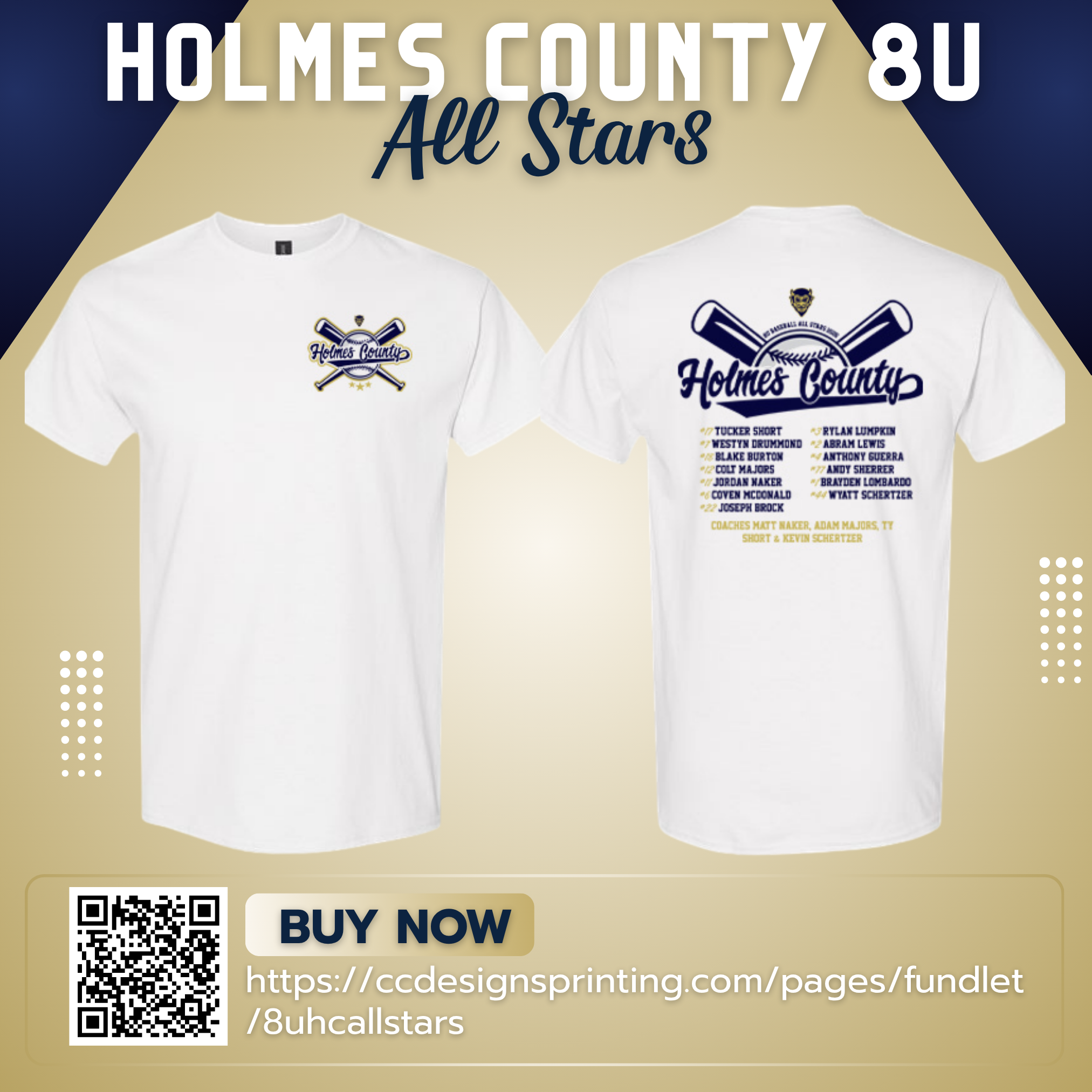 Holmes County 8U Baseball 2026 Gildan 5000