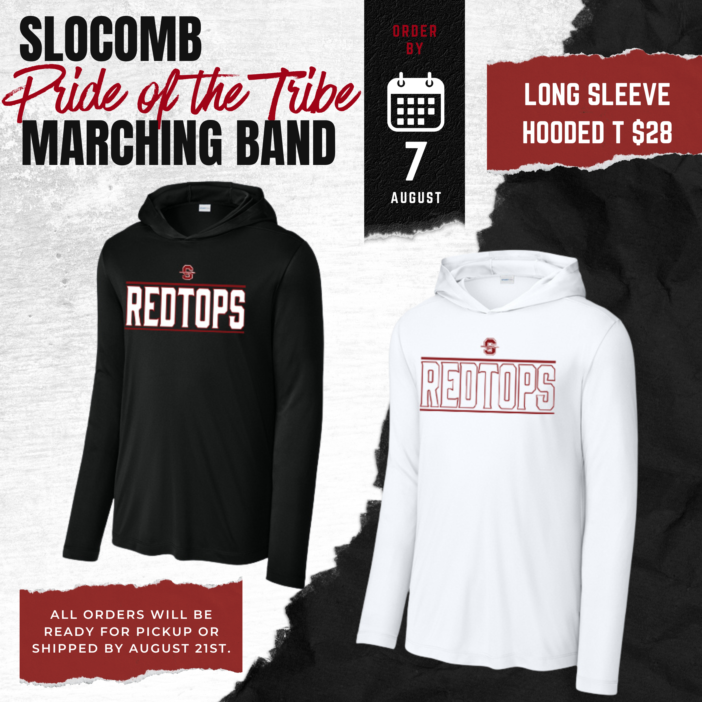 Redtops Sport Tek Long Sleeve Hoodie T-shirt (ST420LSH)