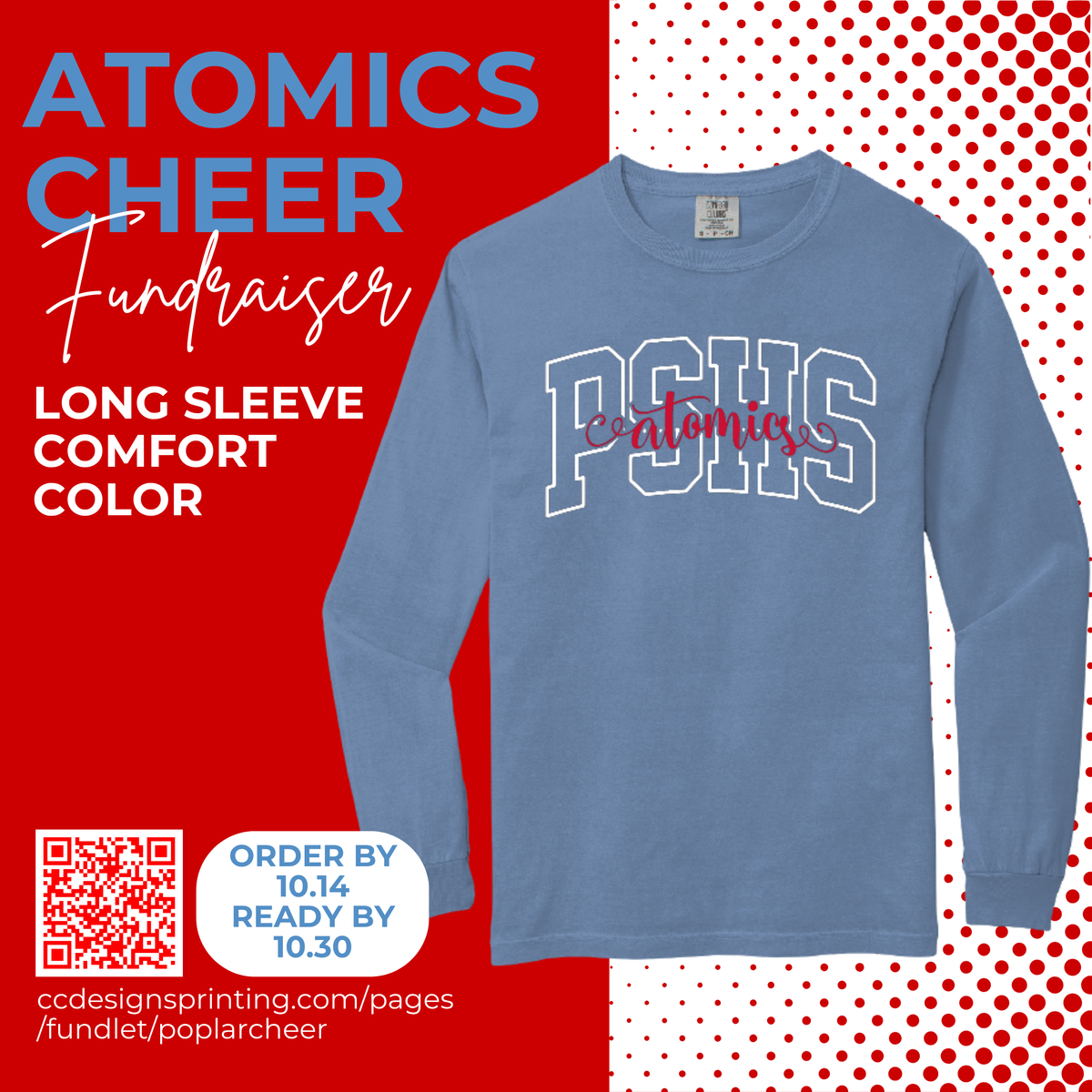 PSHS Long Sleeve Comfort Color Spirit Shirt (6014) Cheer Fundraiser