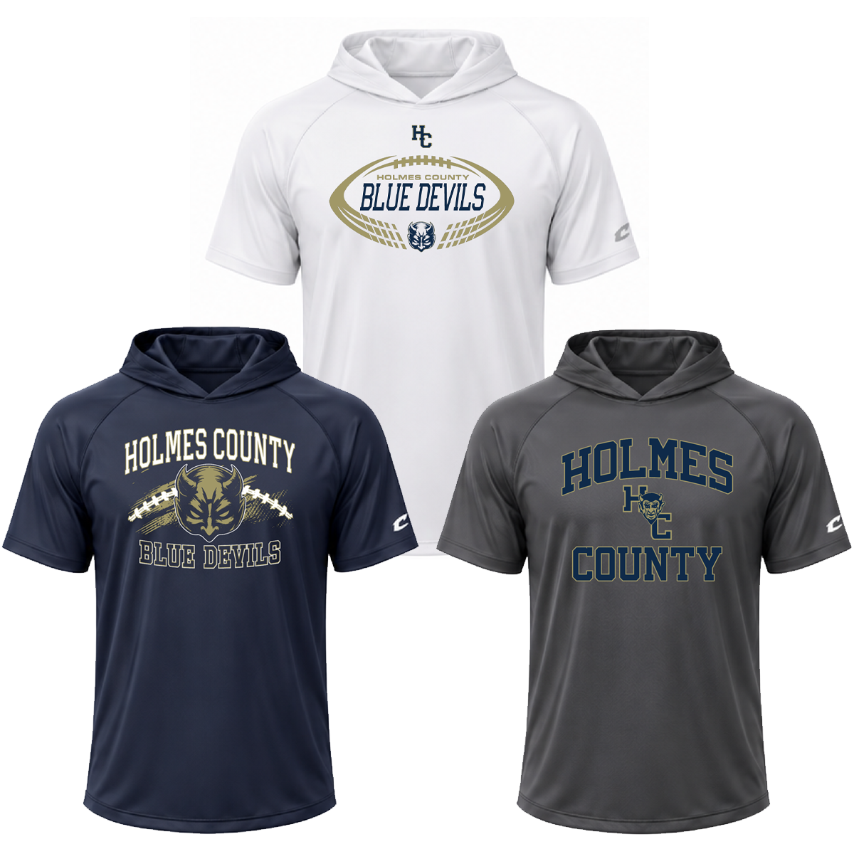 Holmes County Short Sleeve Hoodies (Style-Champro T103)