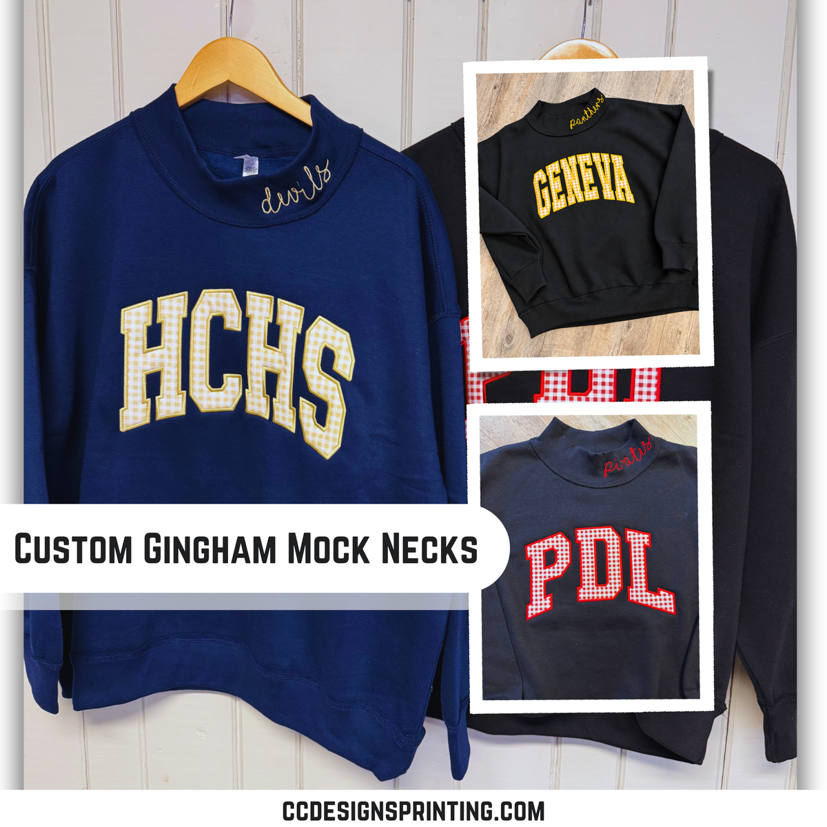 Custom Gingham Mock Neck Sweatshirt